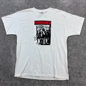 Vintage Ramones Shirt Mens XL White Punk Rock Band Music Portrait